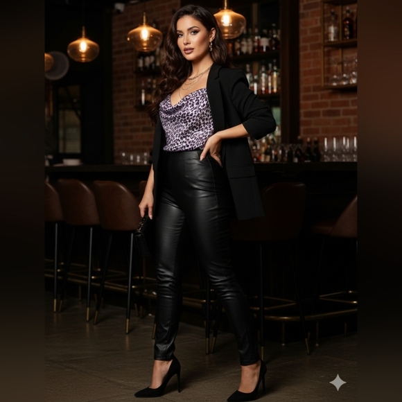 Worthington Leopard Print Camisole‎ in Black and White - Picture 2 of 8